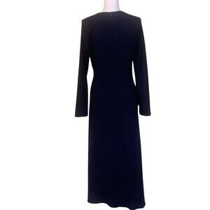 Zara blue stretch wool crepe maxidress with shirred front side, size large